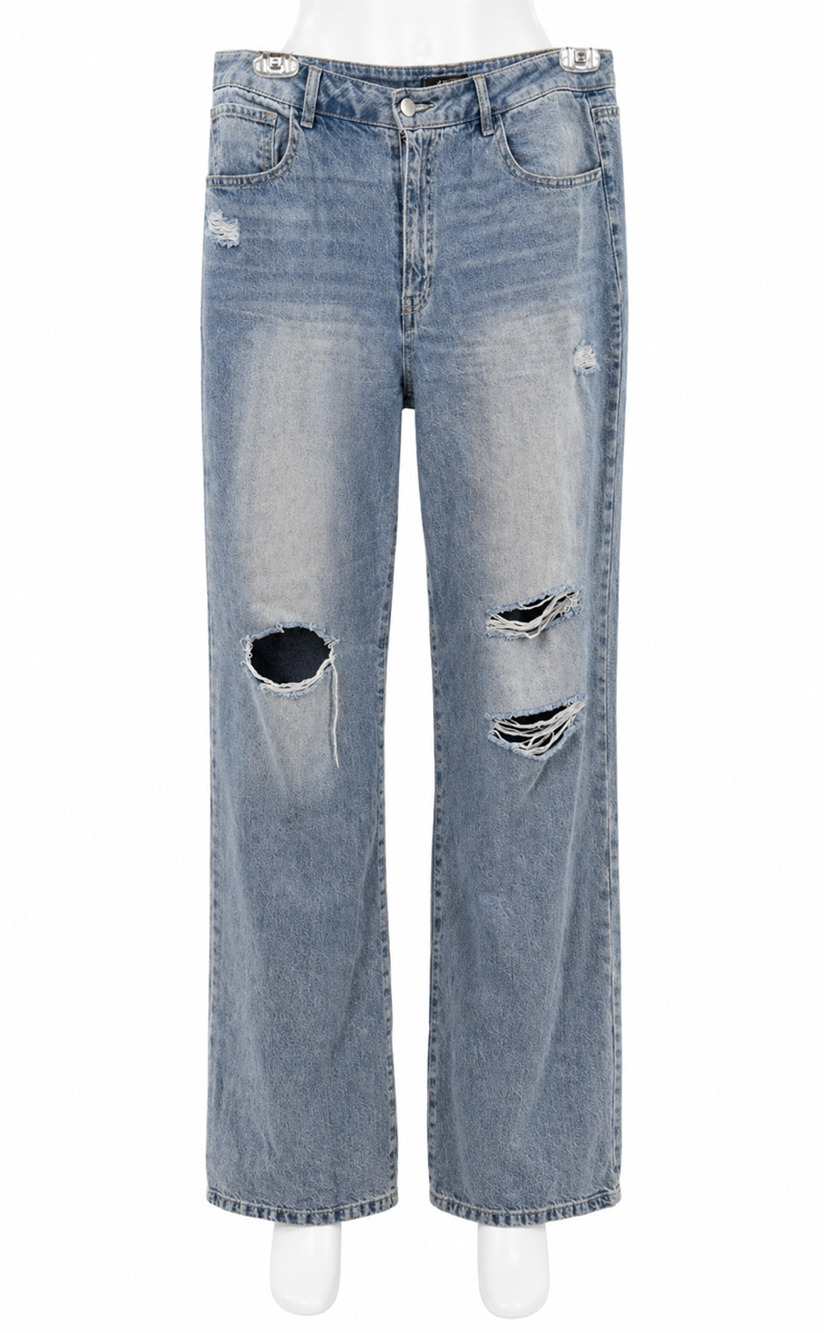 Distressed Straight Leg Jeans Relaxed Fit Y2K Grunge Denim d jeans Size 10